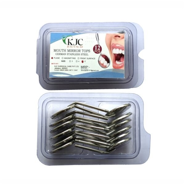 KJCSurgical Dental Mouth Mirror Tops Plain Size 5 (Pack of 12)