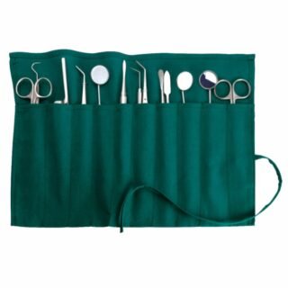 Crystodent Dental Green Cloth Instruments Pouch 10 Pocket (Pack of 3pcs)